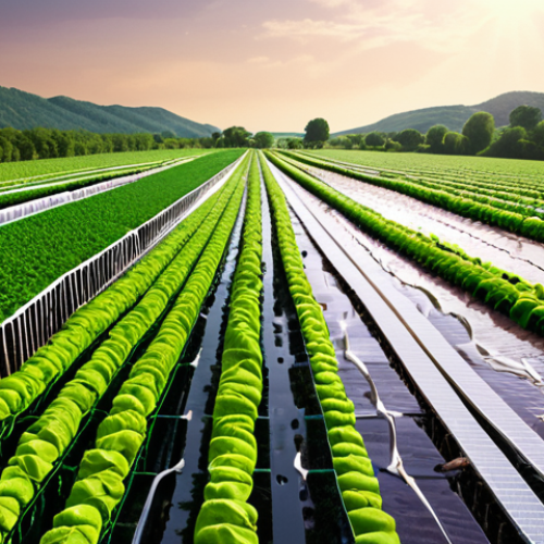 Home 15 **Image Prompt 1: Bridging Climate Challenges with Futuristic Agriculture**
A dynamic composite image: One side depicts a traditional European farm field suffering from extreme drought or heavy flooding, symbolizing the acute impact of climate change on agriculture. The other side showcases a vibrant, high-tech indoor vertical farm or urban agriculture setting, with lush leafy greens thriving under advanced LED lights and subtle futuristic elements like automated systems or sensors. The overall image should emphasize resilience and innovative solutions in food production, with a clean, modern aesthetic.